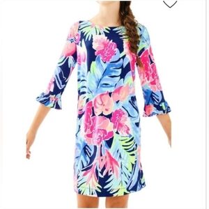 Lilly Pulitzer Girls Large 8-10 Mini Sophie Ruffle Dress High Tide Tropicolada